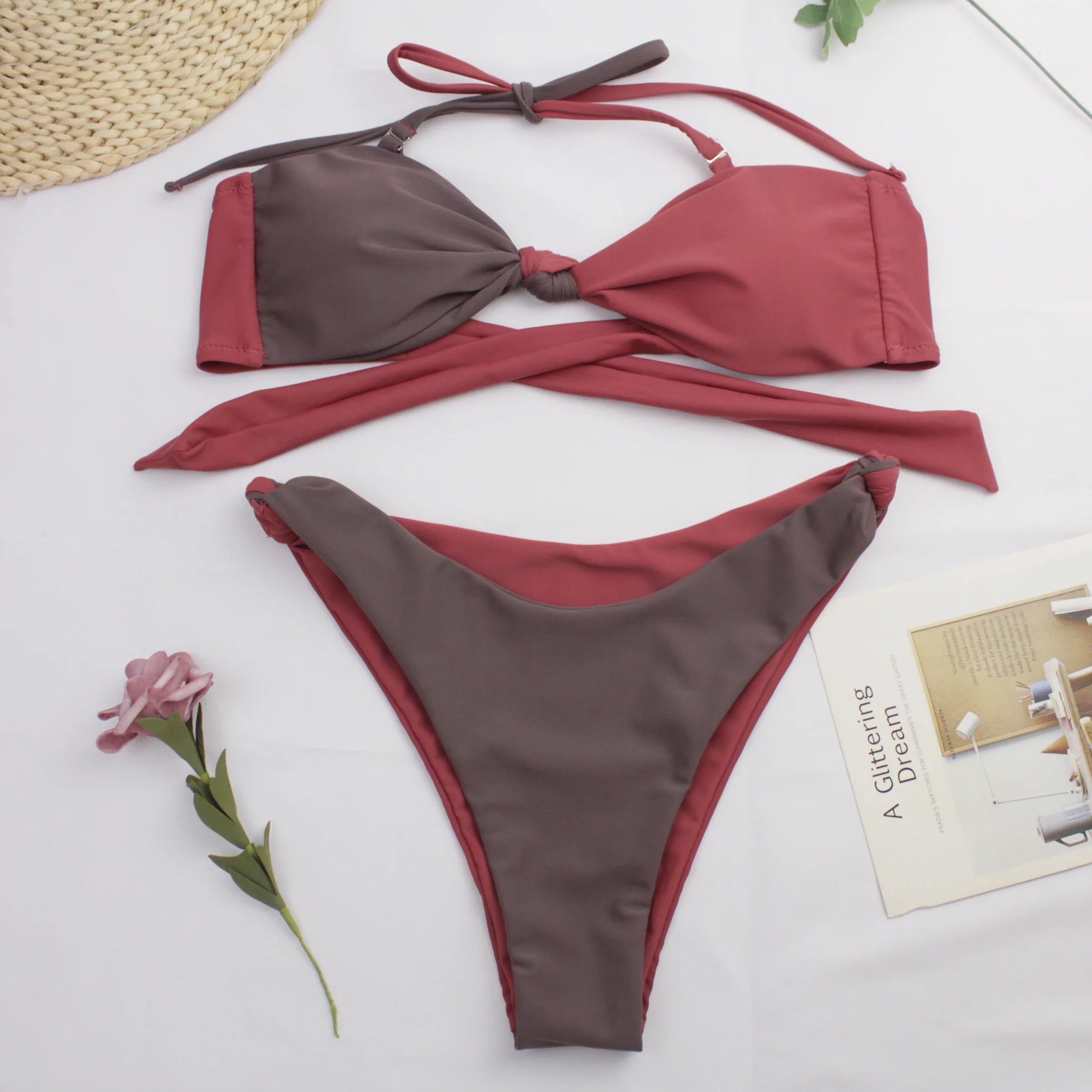Geelal two piece two color swimsuit