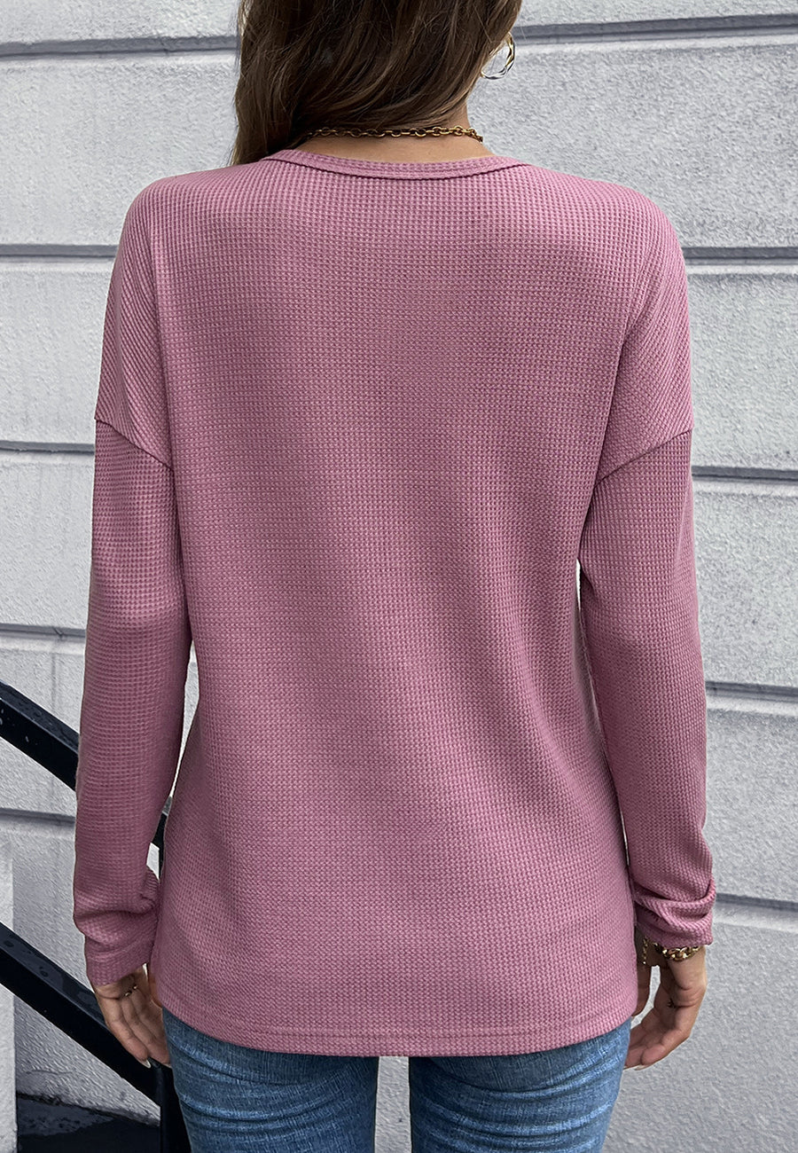 V Neck Patch Pocket Knit Sweater