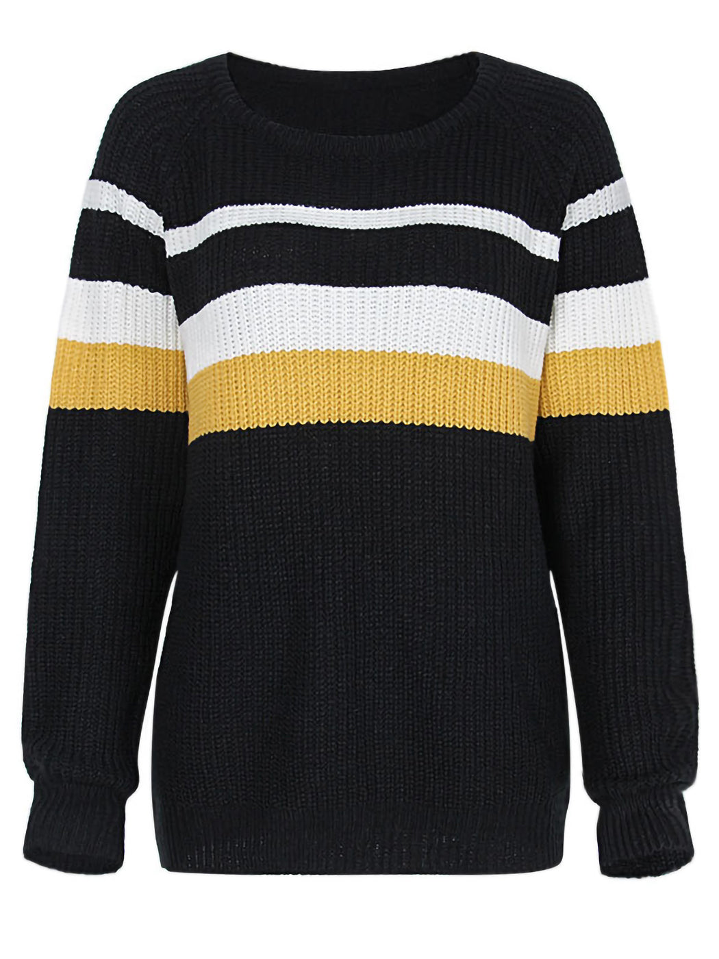 Long Sleeve Color Block Striped Casual Pullover Sweater