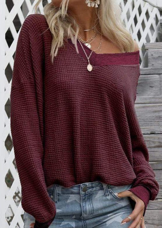 Asymmetric Neck One Shoulder Sweater