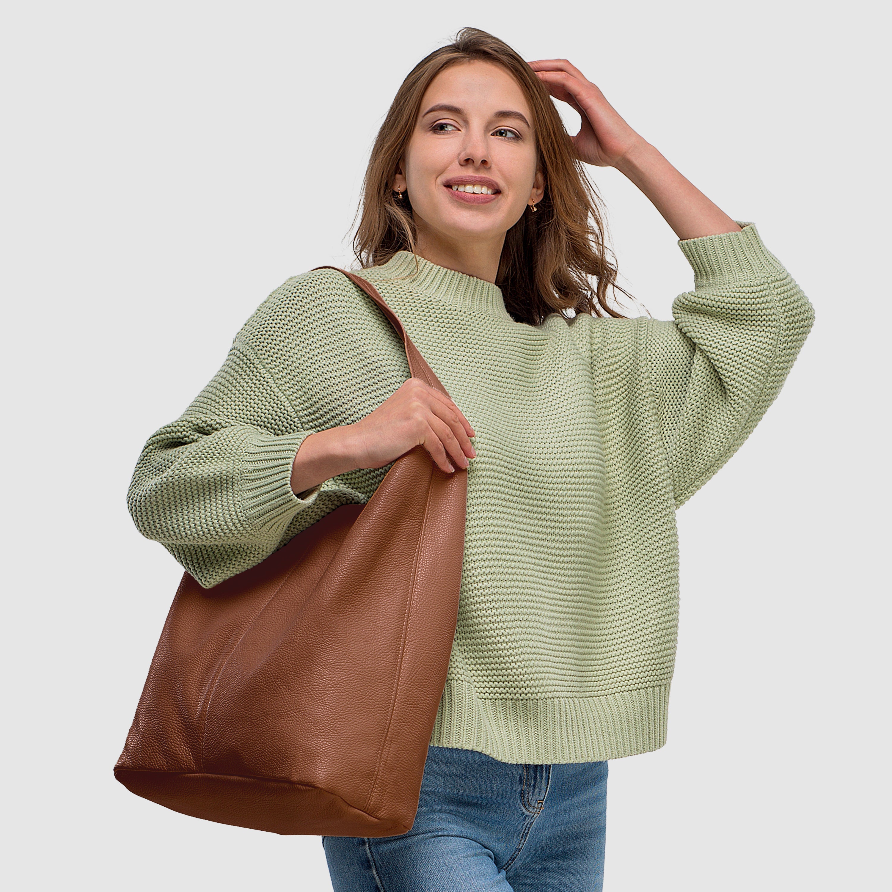 Italian Genuine Calf Leather Hobo Bag 011943