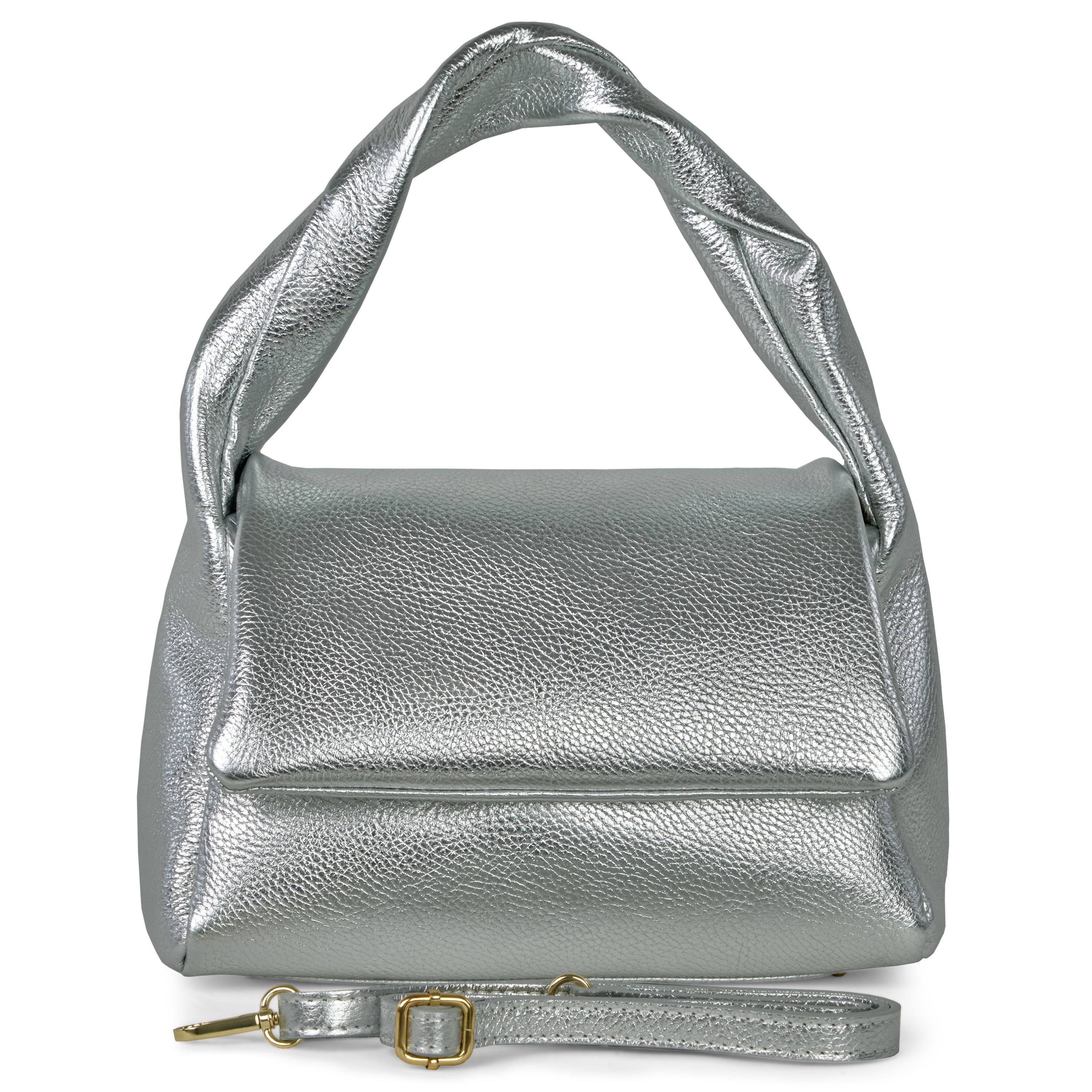 Italian Genuine Metallic Calf Leather Top-Handle Bag 262495