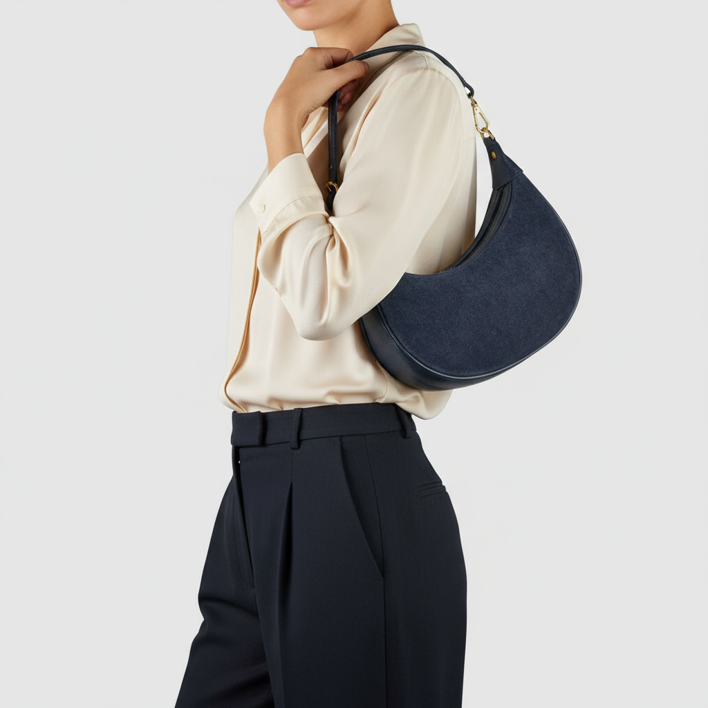 Italian Genuine Suede & Calf Leather Shoulder Bag 222024