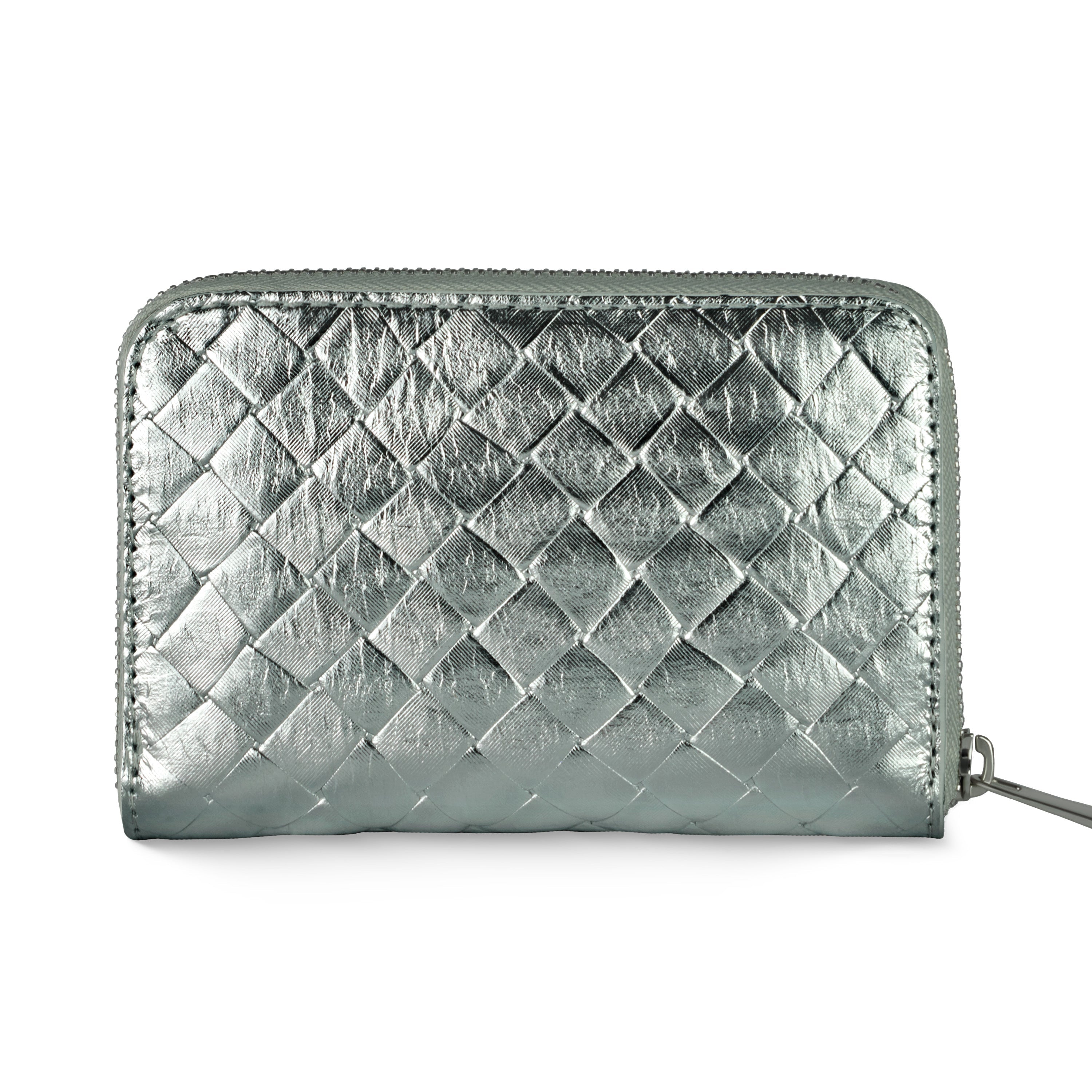 Italian Genuine Weave Metallic Suede Wallet 650988